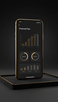 Gold-accented mobile app interface